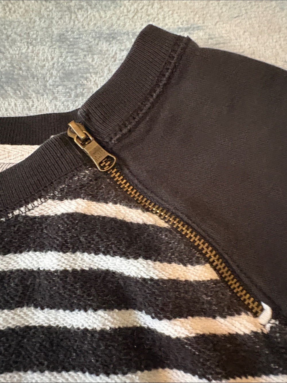 Ralph Lauren Black and White Striped Raglan Sweatshirt with Zip - Picture 6 of 10